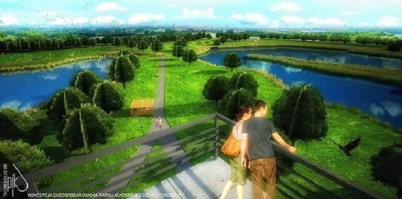 Wizualizacja Parku Akademickiego w Fordonie. Materiały Urzędu Miasta Bydgoszczy