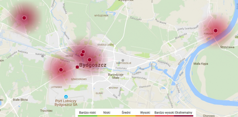 Miejsca pomiarów smogu na mapie strony internetowej: map.airly.eu/pl