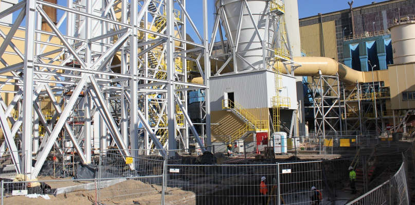 Rozbudowa instalacji odsiarczania spalin w Zespole Elektrociepłowni Bydgoszcz. Fot. materiał PGE Górnictwo i Energetyka Konwencjonalna S.A.