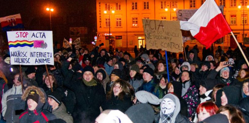 Protest przciw ACTA w Bydgoszczy w 2012 roku. Fot. (ps)