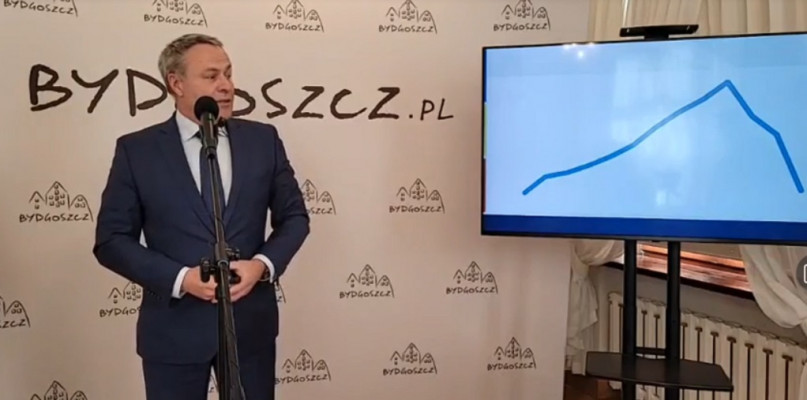 Zrzut z transmisji konferencji prasowej prezydenta Bydgoszczy na Facebooku